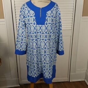 Cabana Life Womens Blue White Cabana Tunic Dress XL